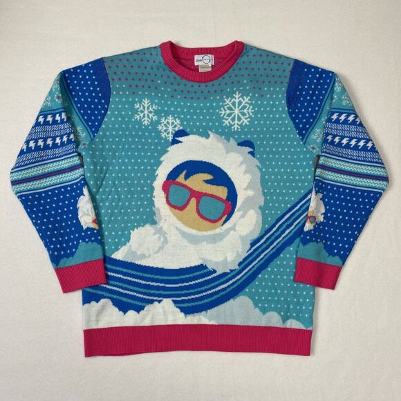 Salesforce YETI 2019 ASTRO Blue Christmas Holiday Knit Pullover Sweater XL